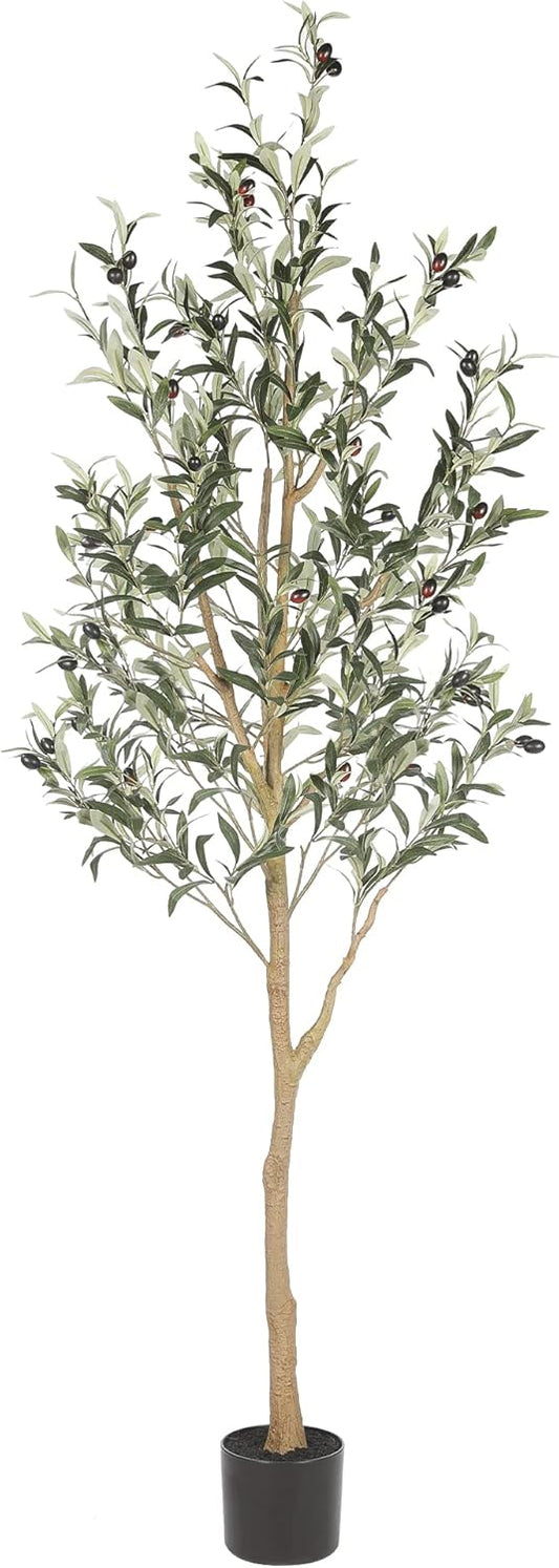 6ft Olive Trees Artificial Indoor with Realistic Appearance | Tall Faux Olive Tree with Natural Trunk, Lifelike Leaves, Sturdy Base - Fake Olive Trees for Modern Home Office Decor