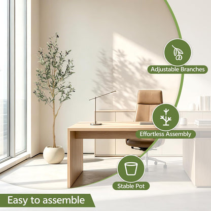 6ft Olive Trees Artificial Indoor with Realistic Appearance | Tall Faux Olive Tree with Natural Trunk, Lifelike Leaves, Sturdy Base - Fake Olive Trees for Modern Home Office Decor