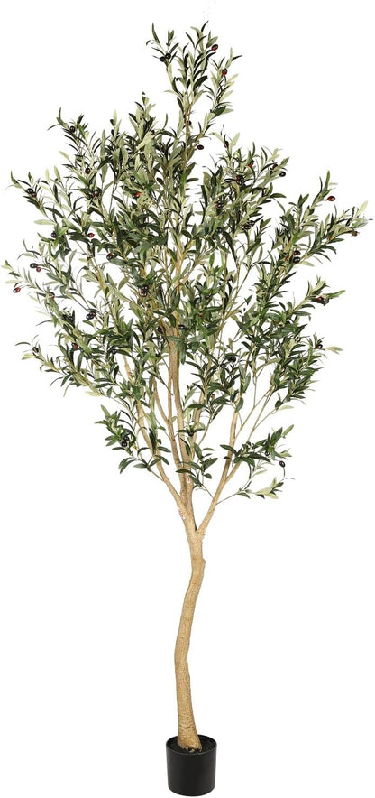 6ft Olive Trees Artificial Indoor with Realistic Appearance | Tall Faux Olive Tree with Natural Trunk, Lifelike Leaves, Sturdy Base - Fake Olive Trees for Modern Home Office Decor