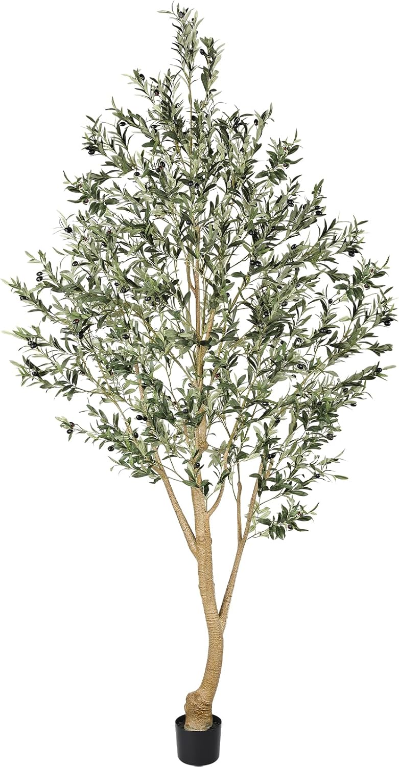 6ft Olive Trees Artificial Indoor with Realistic Appearance | Tall Faux Olive Tree with Natural Trunk, Lifelike Leaves, Sturdy Base - Fake Olive Trees for Modern Home Office Decor