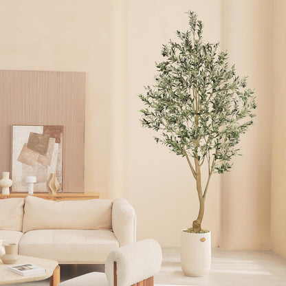 6ft Olive Trees Artificial Indoor with Realistic Appearance | Tall Faux Olive Tree with Natural Trunk, Lifelike Leaves, Sturdy Base - Fake Olive Trees for Modern Home Office Decor