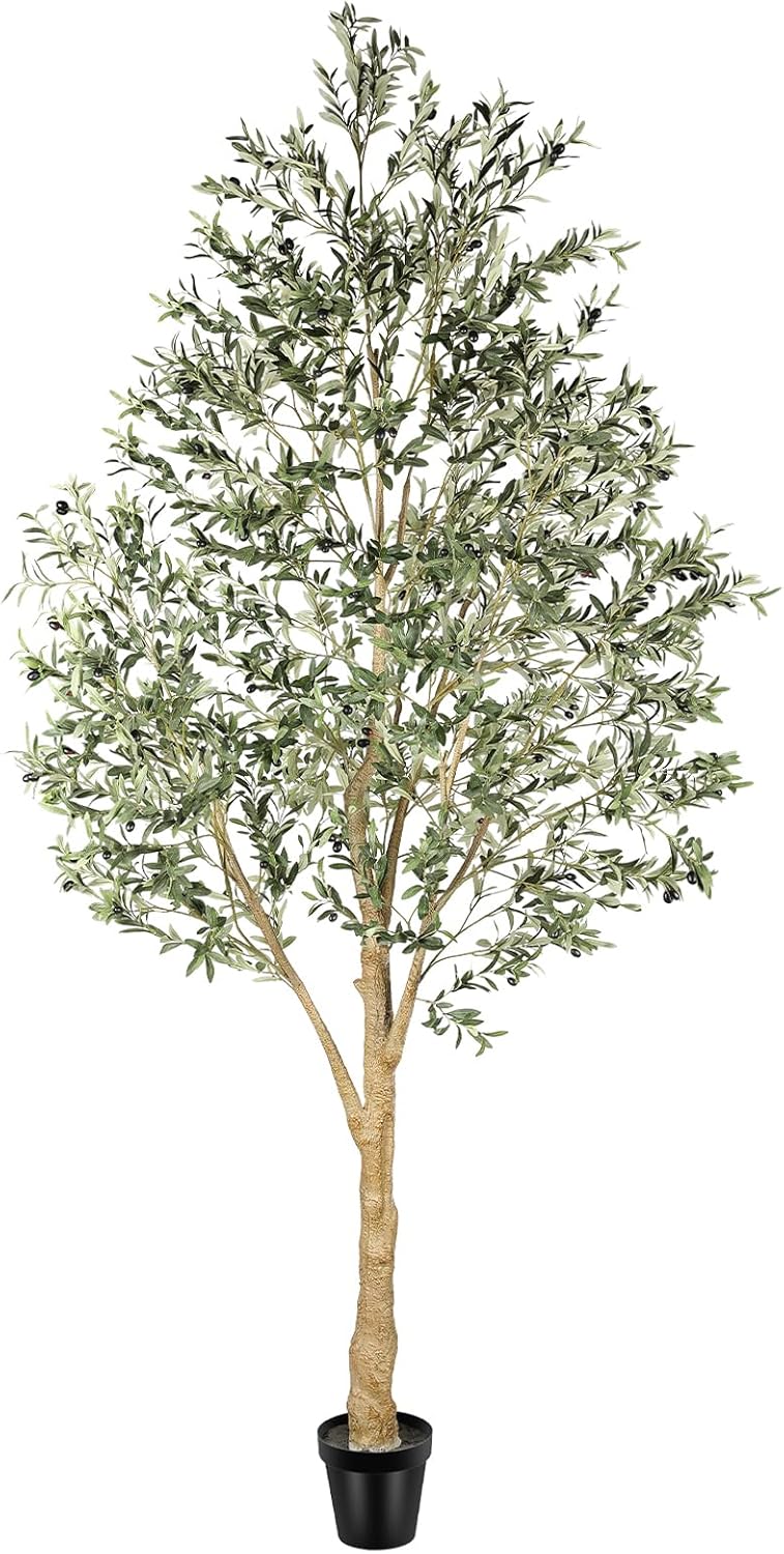 6ft Olive Trees Artificial Indoor with Realistic Appearance | Tall Faux Olive Tree with Natural Trunk, Lifelike Leaves, Sturdy Base - Fake Olive Trees for Modern Home Office Decor