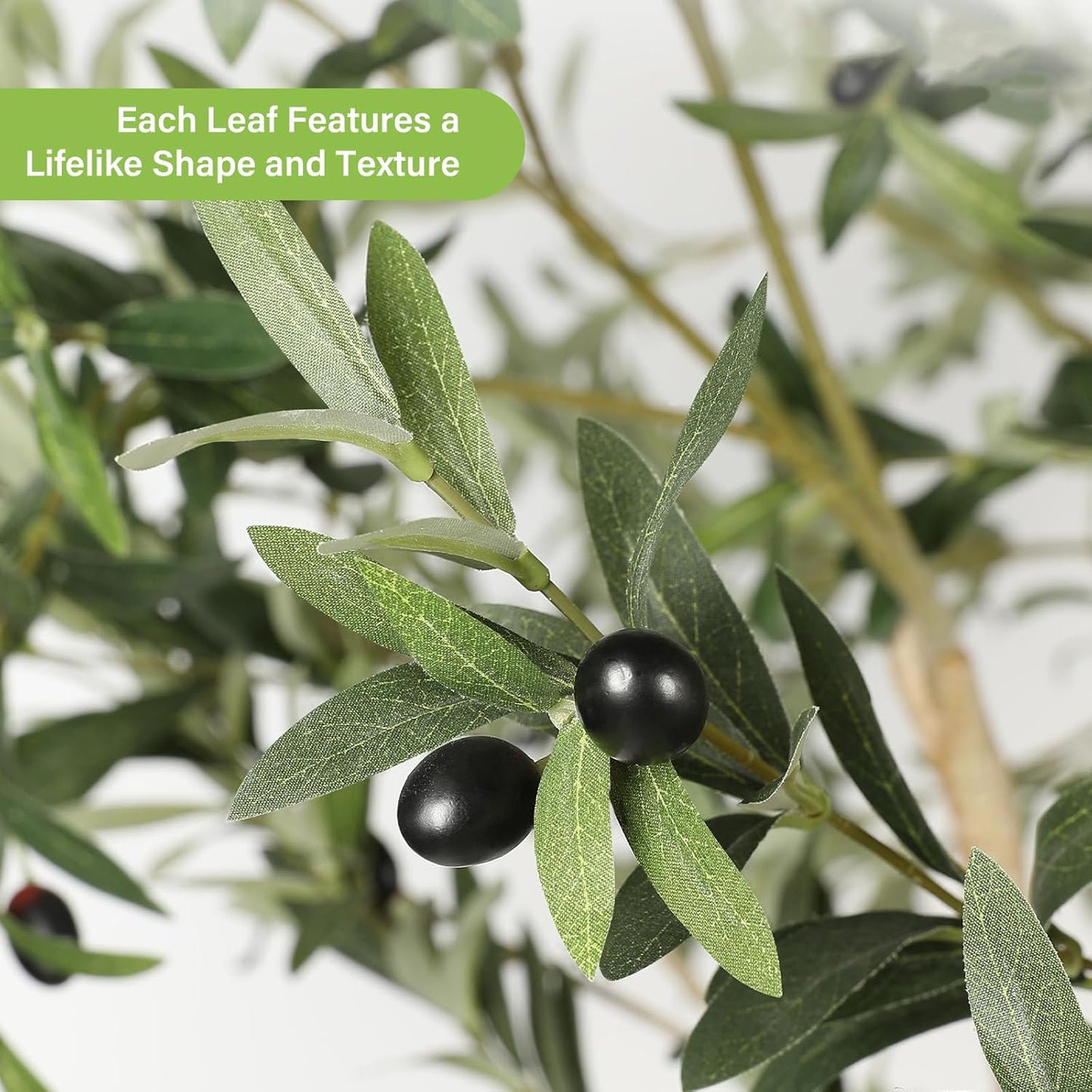 6ft Olive Trees Artificial Indoor with Realistic Appearance | Tall Faux Olive Tree with Natural Trunk, Lifelike Leaves, Sturdy Base - Fake Olive Trees for Modern Home Office Decor
