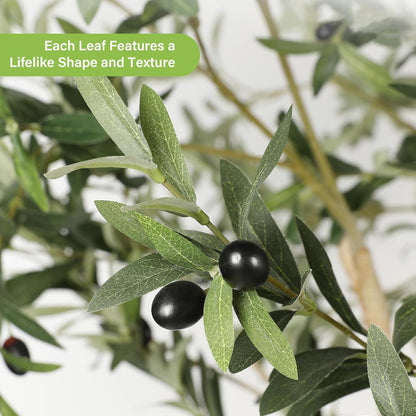 6ft Olive Trees Artificial Indoor with Realistic Appearance | Tall Faux Olive Tree with Natural Trunk, Lifelike Leaves, Sturdy Base - Fake Olive Trees for Modern Home Office Decor