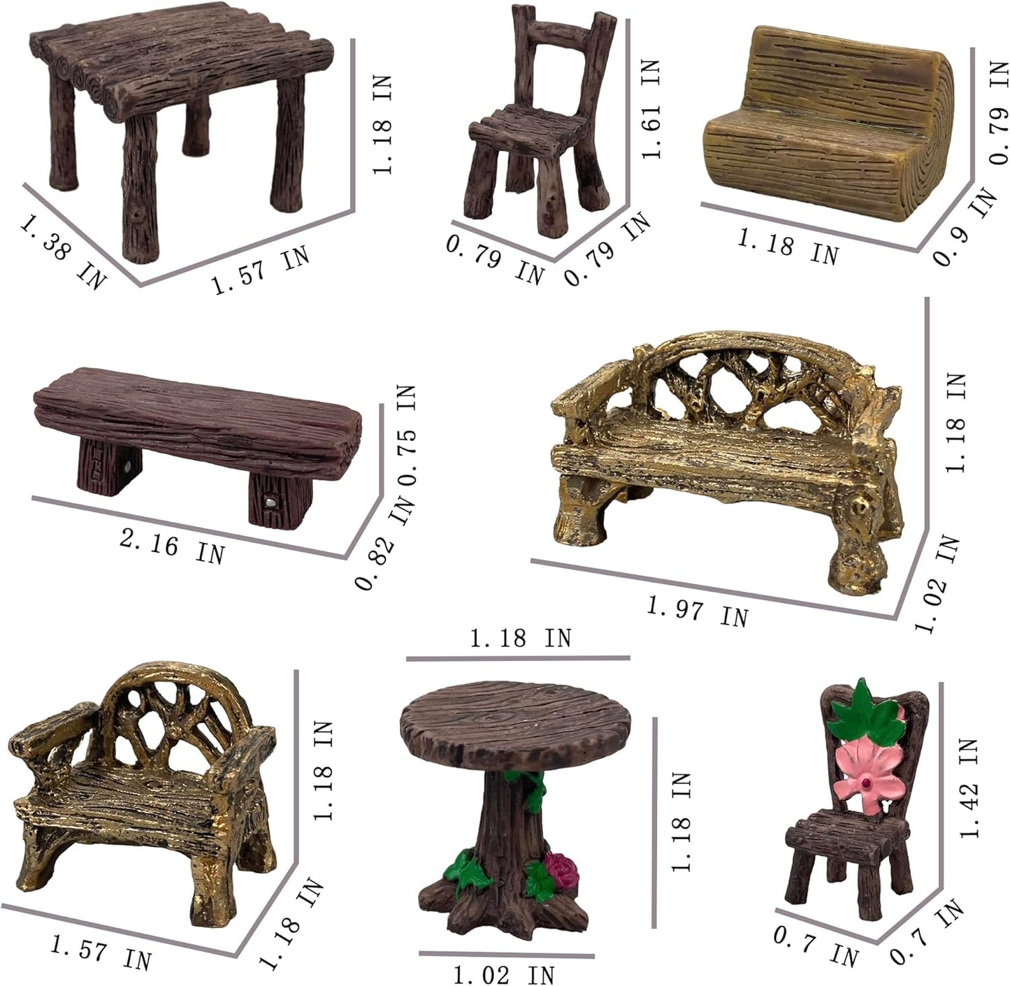 7Pcs Artificial Tree Stumps and Miniature Fake Stone Rocks for Micro Landscape Decor Resin Moss Terrariums Bonsai Decor