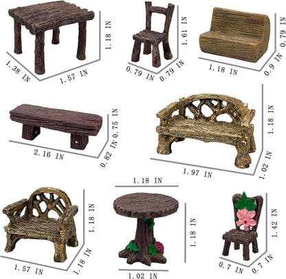 7Pcs Artificial Tree Stumps and Miniature Fake Stone Rocks for Micro Landscape Decor Resin Moss Terrariums Bonsai Decor