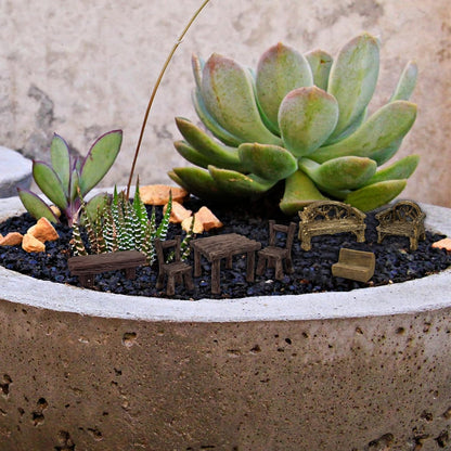 7Pcs Artificial Tree Stumps and Miniature Fake Stone Rocks for Micro Landscape Decor Resin Moss Terrariums Bonsai Decor
