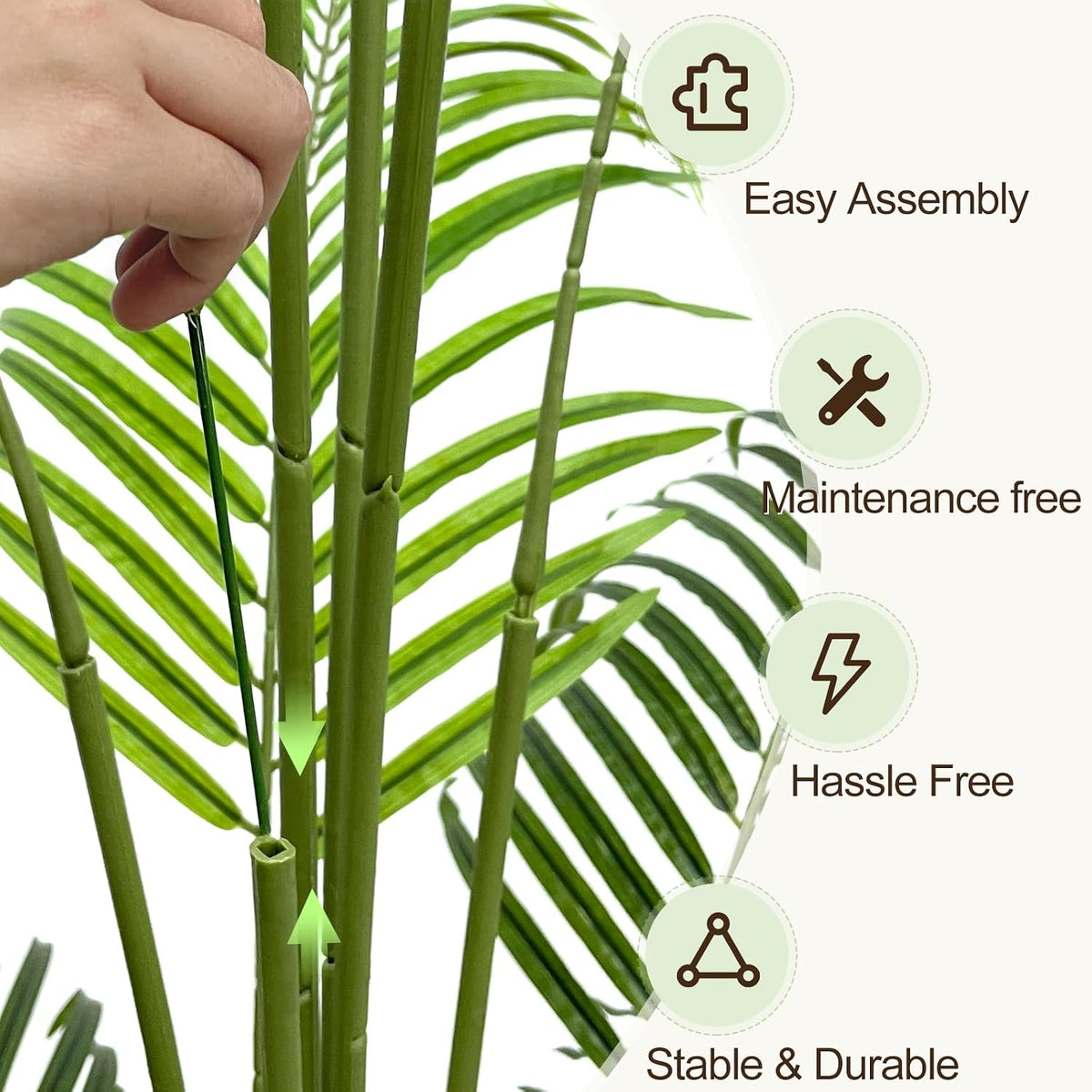 5ft Artificial Palm Tree Indoor Plant Tall Fake Tropical Paradise Palm Tree in Pot with Real Bark Design Faux Areca Palm Tree for Home Office Living Room Bedroom Farmhouse Modern Decor 2pcs