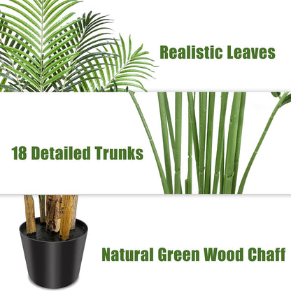 5ft Artificial Palm Tree Indoor Plant Tall Fake Tropical Paradise Palm Tree in Pot with Real Bark Design Faux Areca Palm Tree for Home Office Living Room Bedroom Farmhouse Modern Decor 2pcs