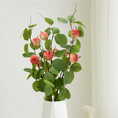 3 Bunches 27.5inch Artificial Peach Branches Faux Fruit Realistic Fruit Bouquet Fake Peach Stem with Green Leaves for Vase Kitchen Display Home Wedding Party Farmhouse Garden Table Centerpiece Decor
