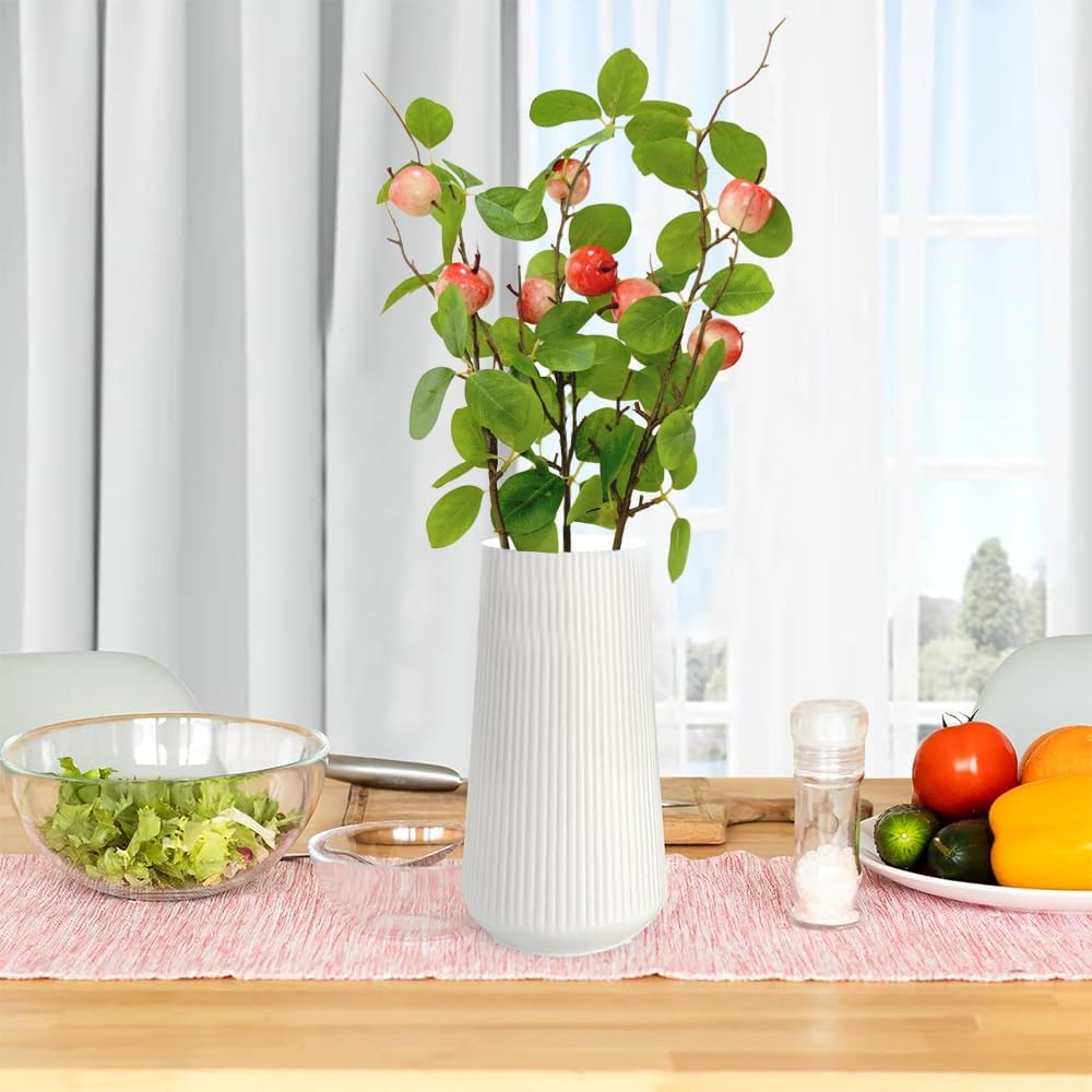 3 Bunches 27.5inch Artificial Peach Branches Faux Fruit Realistic Fruit Bouquet Fake Peach Stem with Green Leaves for Vase Kitchen Display Home Wedding Party Farmhouse Garden Table Centerpiece Decor
