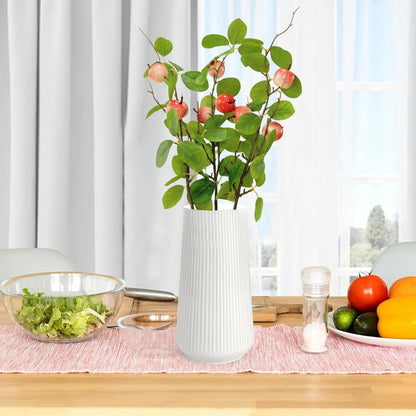 3 Bunches 27.5inch Artificial Peach Branches Faux Fruit Realistic Fruit Bouquet Fake Peach Stem with Green Leaves for Vase Kitchen Display Home Wedding Party Farmhouse Garden Table Centerpiece Decor