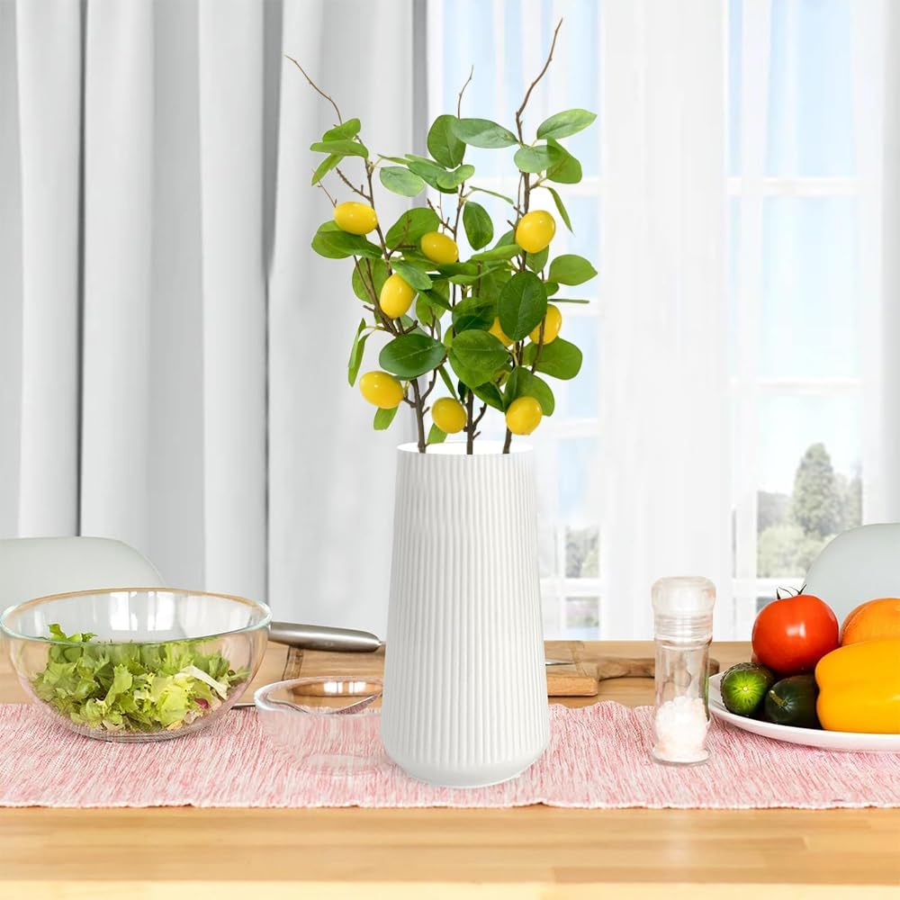 3 Bunches 27.5inch Artificial Peach Branches Faux Fruit Realistic Fruit Bouquet Fake Peach Stem with Green Leaves for Vase Kitchen Display Home Wedding Party Farmhouse Garden Table Centerpiece Decor