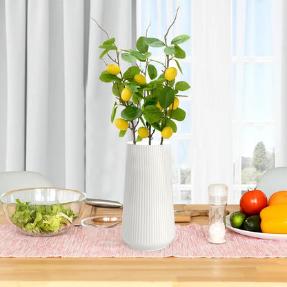3 Bunches 27.5inch Artificial Peach Branches Faux Fruit Realistic Fruit Bouquet Fake Peach Stem with Green Leaves for Vase Kitchen Display Home Wedding Party Farmhouse Garden Table Centerpiece Decor