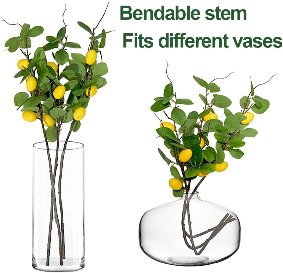 3 Bunches 27.5inch Artificial Peach Branches Faux Fruit Realistic Fruit Bouquet Fake Peach Stem with Green Leaves for Vase Kitchen Display Home Wedding Party Farmhouse Garden Table Centerpiece Decor