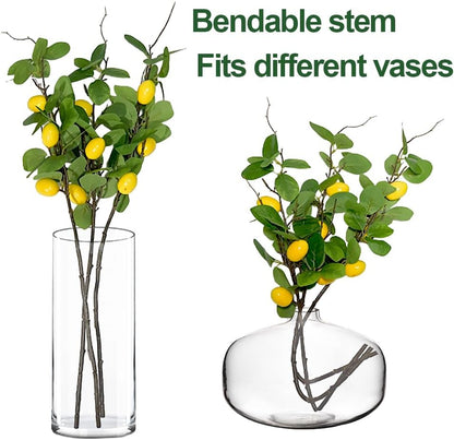 3 Bunches 27.5inch Artificial Peach Branches Faux Fruit Realistic Fruit Bouquet Fake Peach Stem with Green Leaves for Vase Kitchen Display Home Wedding Party Farmhouse Garden Table Centerpiece Decor