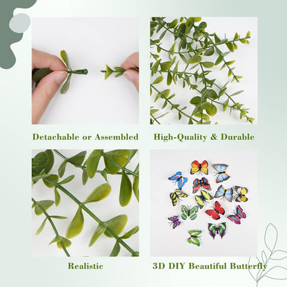 Fake Hanging Plants, 2pcs Artificial Pothos Vines Faux Plants Greenery for Wall Home Living Room Office Indoor Outdoor Decor (No Baskets)