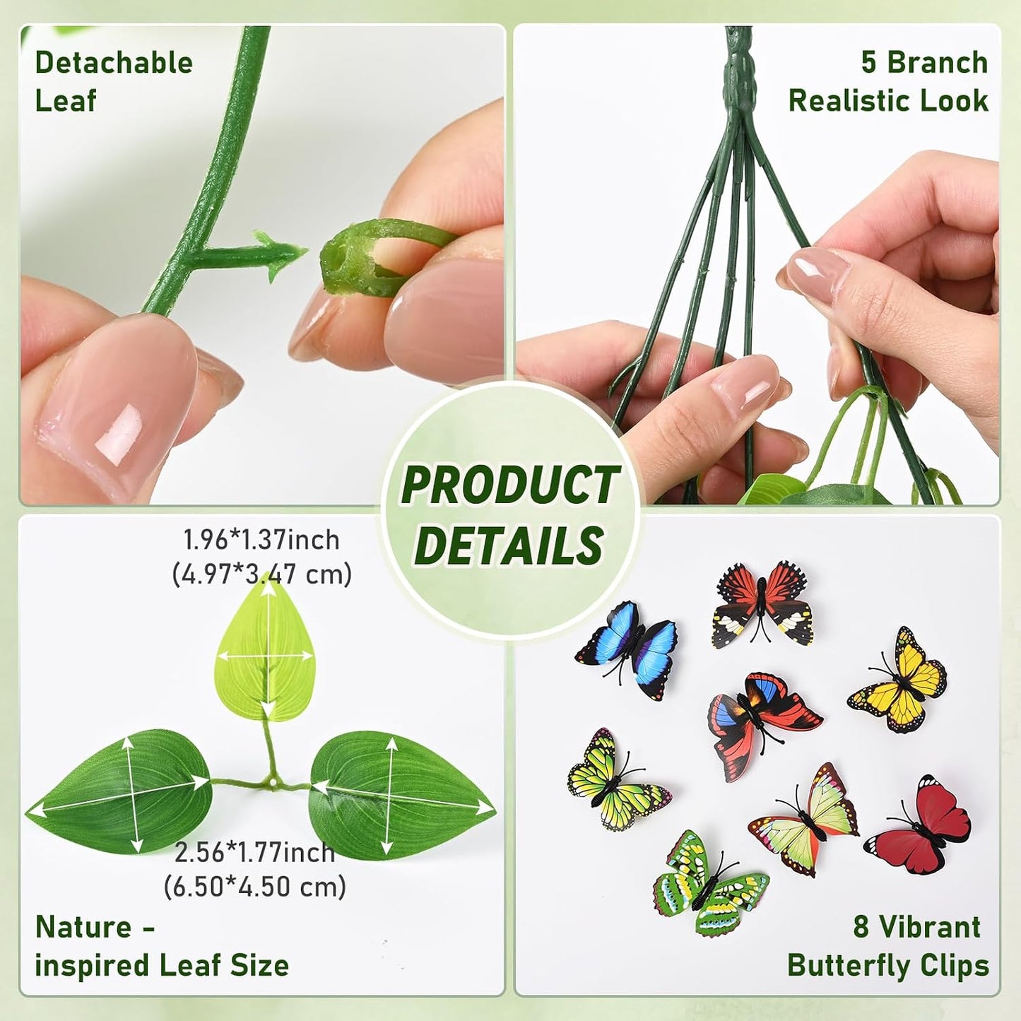 Fake Hanging Plants, 2pcs Artificial Pothos Vines Faux Plants Greenery for Wall Home Living Room Office Indoor Outdoor Decor (No Baskets)