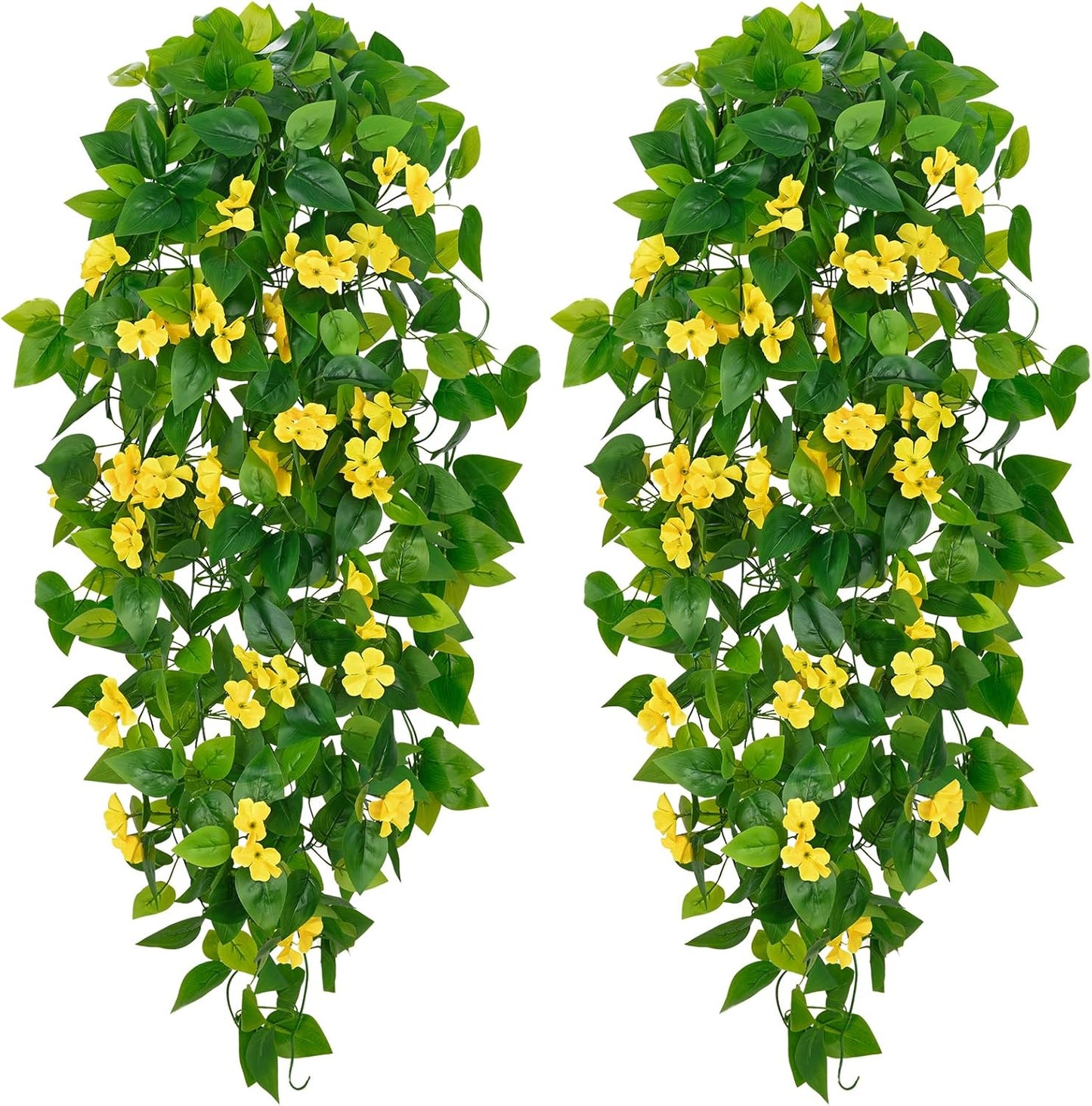 Fake Hanging Plants, 2pcs Artificial Pothos Vines Faux Plants Greenery for Wall Home Living Room Office Indoor Outdoor Decor (No Baskets)