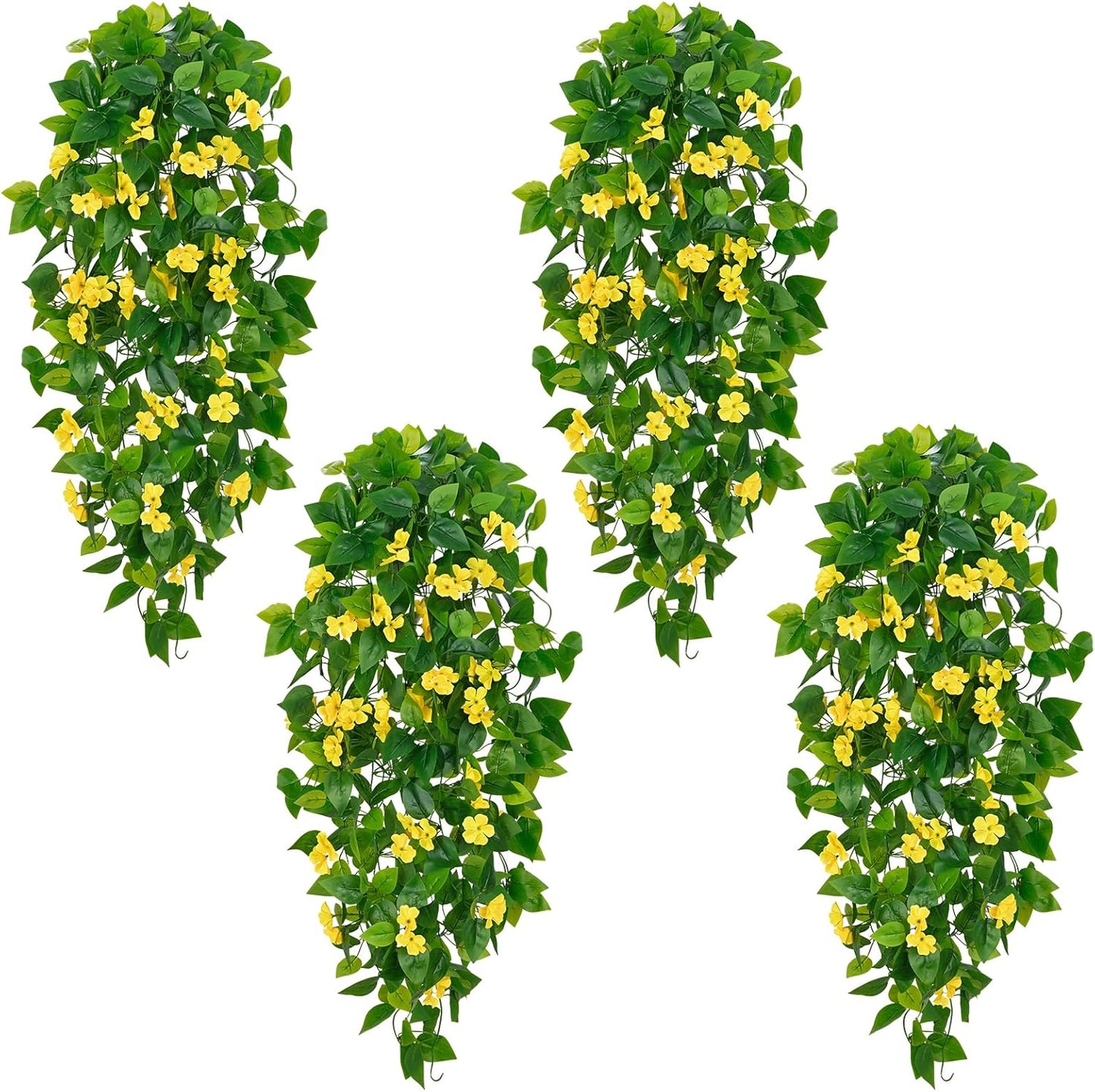 Fake Hanging Plants, 2pcs Artificial Pothos Vines Faux Plants Greenery for Wall Home Living Room Office Indoor Outdoor Decor (No Baskets)
