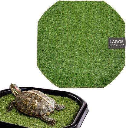 Artificial Grass Large Insert for Turtle Soaking Tray - Dry Zone Basking Mat for Tortoises and Reptiles - Durable Non-Slip Turf Liner for Habitat Setup (Tray not Included)