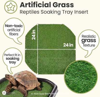 Artificial Grass Large Insert for Turtle Soaking Tray - Dry Zone Basking Mat for Tortoises and Reptiles - Durable Non-Slip Turf Liner for Habitat Setup (Tray not Included)