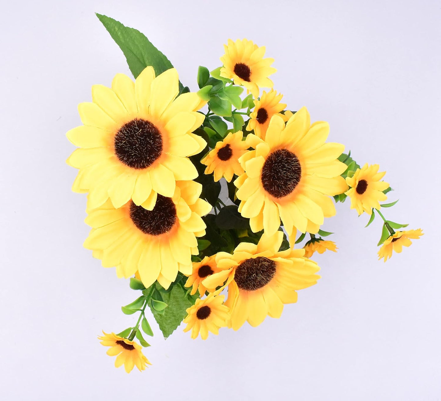 Beautiful Yellow Sunflowers Artificial Flowers Mini Fake Sunflowers Bouquet with Stems for Home Decoration Party DIY Wedding Bouquets Baby Shower Outdoor Indoor Decoration