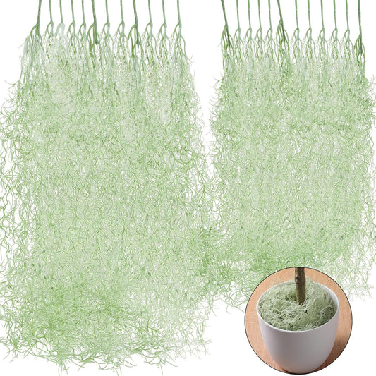 24 Pack Fake Spanish Moss Artificial Hanging Decoration Bulk Faux Greenery Moss Garland for Potted Wall Living Room Indoor Outdoor Decor(43 Inch, 33 Inch,Green)