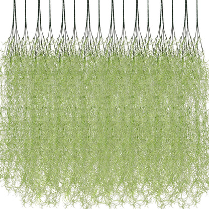 24 Pack Fake Spanish Moss Artificial Hanging Decoration Bulk Faux Greenery Moss Garland for Potted Wall Living Room Indoor Outdoor Decor(43 Inch, 33 Inch,Green)
