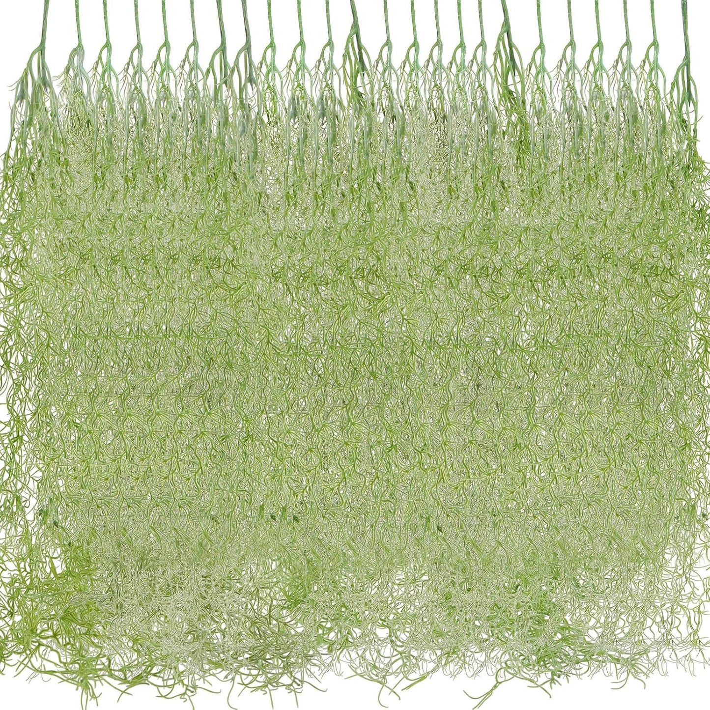 24 Pack Fake Spanish Moss Artificial Hanging Decoration Bulk Faux Greenery Moss Garland for Potted Wall Living Room Indoor Outdoor Decor(43 Inch, 33 Inch,Green)