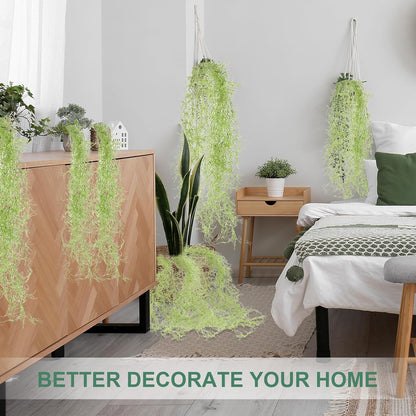 24 Pack Fake Spanish Moss Artificial Hanging Decoration Bulk Faux Greenery Moss Garland for Potted Wall Living Room Indoor Outdoor Decor(43 Inch, 33 Inch,Green)
