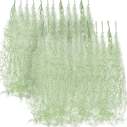 24 Pack Fake Spanish Moss Artificial Hanging Decoration Bulk Faux Greenery Moss Garland for Potted Wall Living Room Indoor Outdoor Decor(43 Inch, 33 Inch,Green)