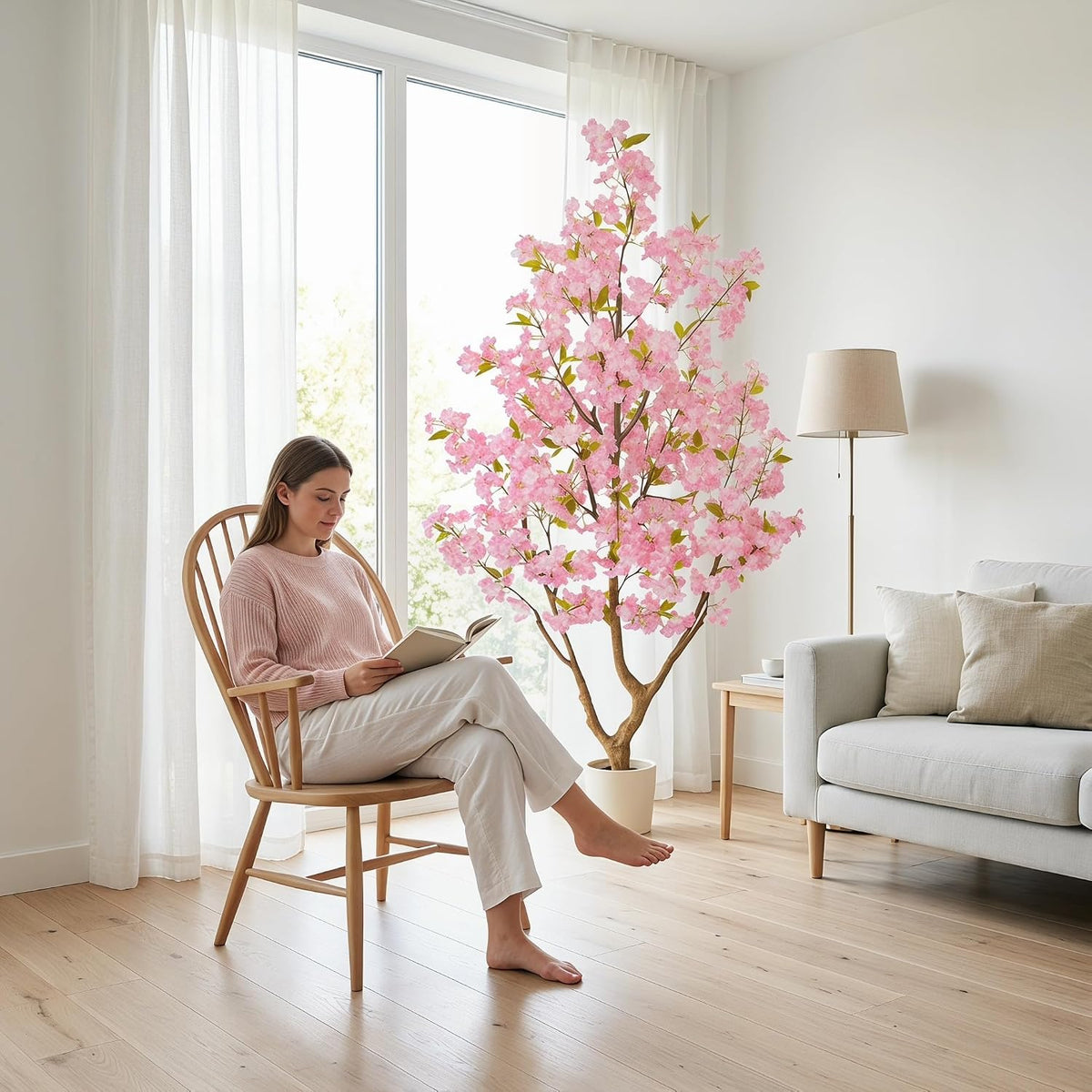 Artificial Cherry Blossom Tree 6ft Sakura with White Planter