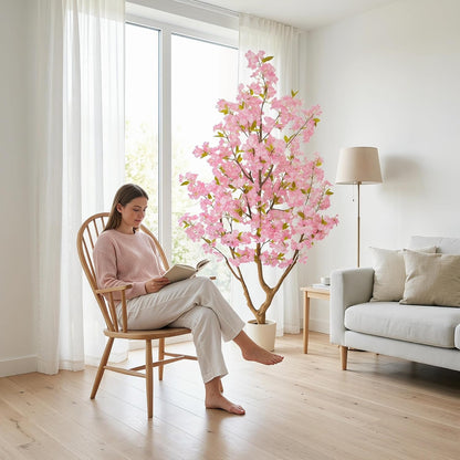 Artificial Cherry Blossom Tree 6ft Sakura with White Planter