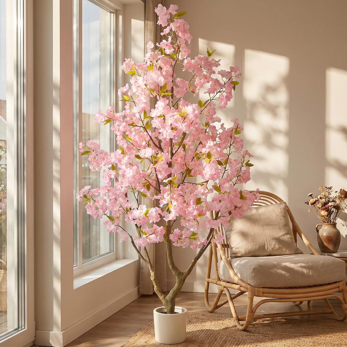 Artificial Cherry Blossom Tree 6ft Sakura with White Planter