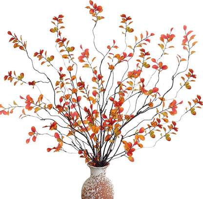 4 Pcs Artificial Ficus Branches Faux Eucalyptus Stems, 47.2 Inch Fake Greenery Stems Artificial Plants for Vase Filler Decoration, Fake Leaves Branches Centerpieces Decor