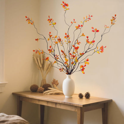 4 Pcs Artificial Ficus Branches Faux Eucalyptus Stems, 47.2 Inch Fake Greenery Stems Artificial Plants for Vase Filler Decoration, Fake Leaves Branches Centerpieces Decor