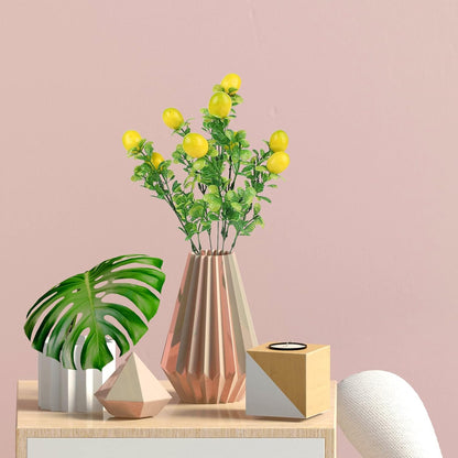 3 Pack Artificial Lemon Branches for Vases, 14 Inch Fake Lemon Decor Lifelike Plant Decor Fake Tree Branches for Home Kitchen Decor Table Centerpiece