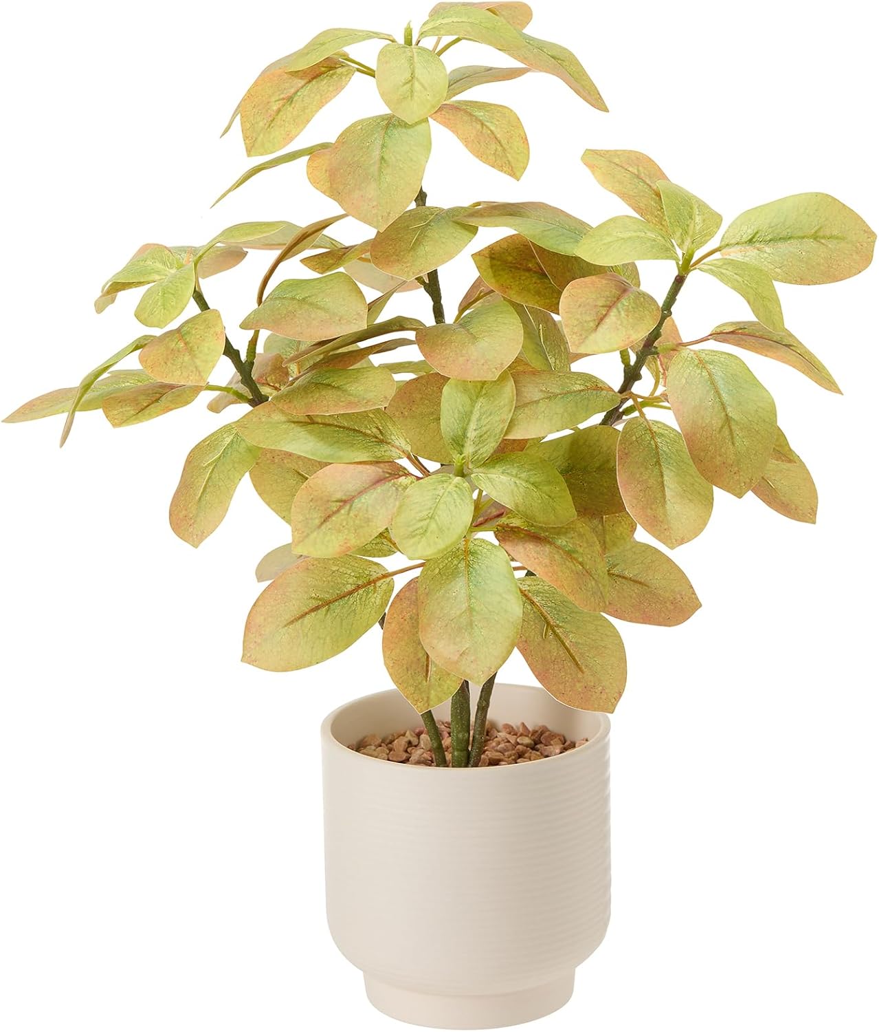 Artificial Potted Plants Indoor,27" Faux Plants Ficus Leaves Trees with Ceramic Pots,Realistic Fake Plant Indoor Potted for Living Room Office Farmhouse Room Bathroom Bedroom Kitchen Plant Decor