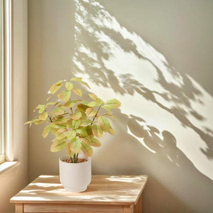 Artificial Potted Plants Indoor,27" Faux Plants Ficus Leaves Trees with Ceramic Pots,Realistic Fake Plant Indoor Potted for Living Room Office Farmhouse Room Bathroom Bedroom Kitchen Plant Decor