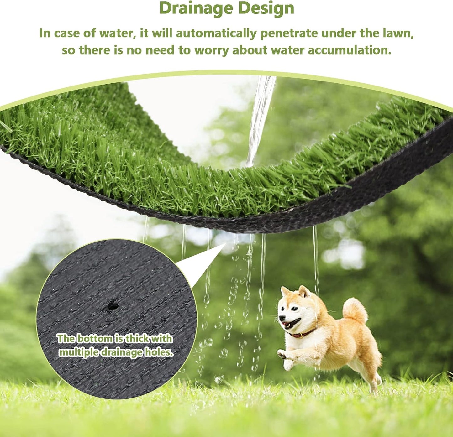 43.3 x 29.5 Inches Fake Grass Pee for Dogs Artificial Grass Rug Turf for Puppy Potty Training Washable Grass Mat Pee Grass for Dog Potty Tray