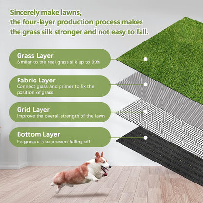 43.3 x 29.5 Inches Fake Grass Pee for Dogs Artificial Grass Rug Turf for Puppy Potty Training Washable Grass Mat Pee Grass for Dog Potty Tray