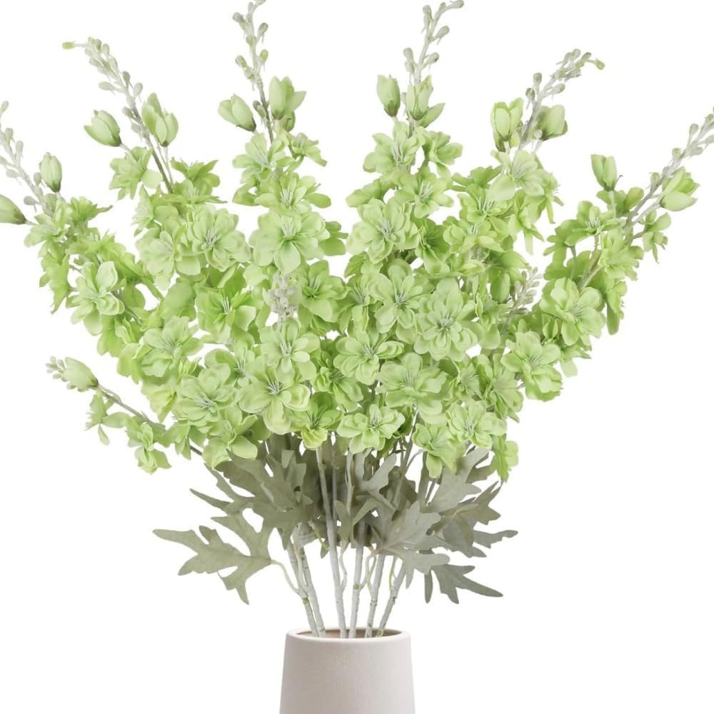33.5in 6pcs Fake Flowers Delphinium Artificial Flowers Silk Flowers Larkspur Artificial Flowers Long Stem Flowers for Tall Vase Home Wedding Party Decor (Light Blue)