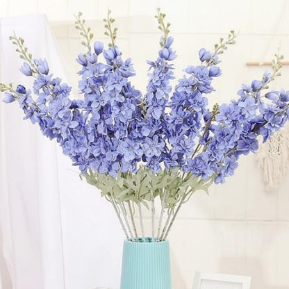 33.5in 6pcs Fake Flowers Delphinium Artificial Flowers Silk Flowers Larkspur Artificial Flowers Long Stem Flowers for Tall Vase Home Wedding Party Decor (Light Blue)