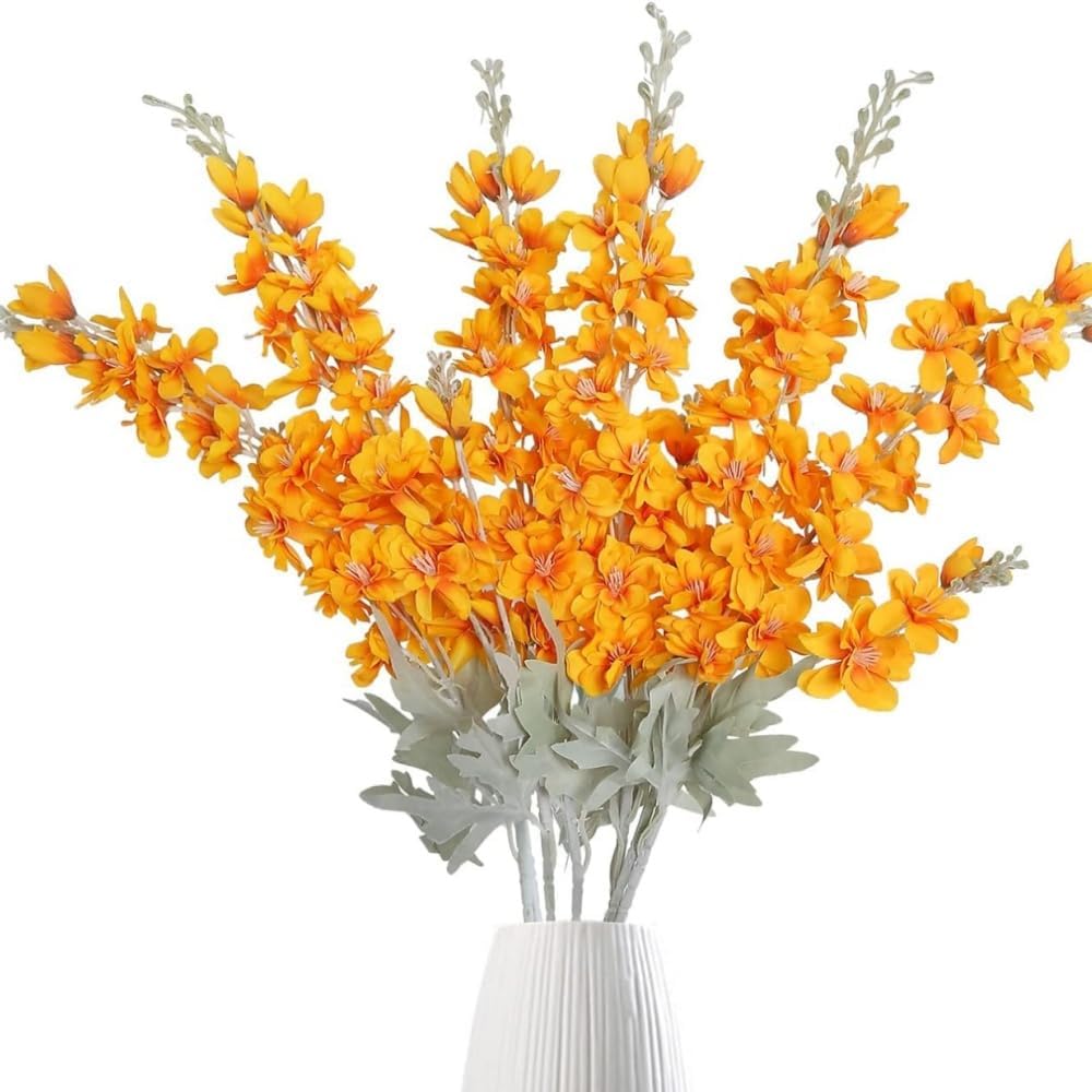 33.5in 6pcs Fake Flowers Delphinium Artificial Flowers Silk Flowers Larkspur Artificial Flowers Long Stem Flowers for Tall Vase Home Wedding Party Decor (Light Blue)