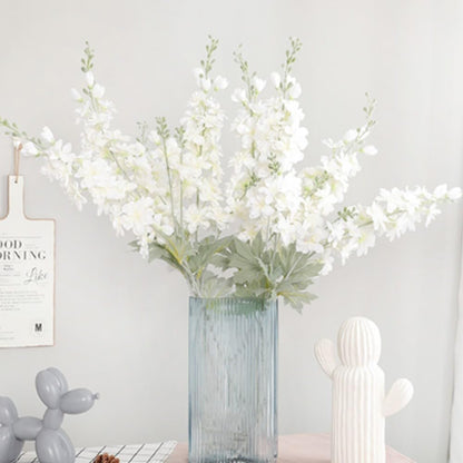 33.5in 6pcs Fake Flowers Delphinium Artificial Flowers Silk Flowers Larkspur Artificial Flowers Long Stem Flowers for Tall Vase Home Wedding Party Decor (Light Blue)