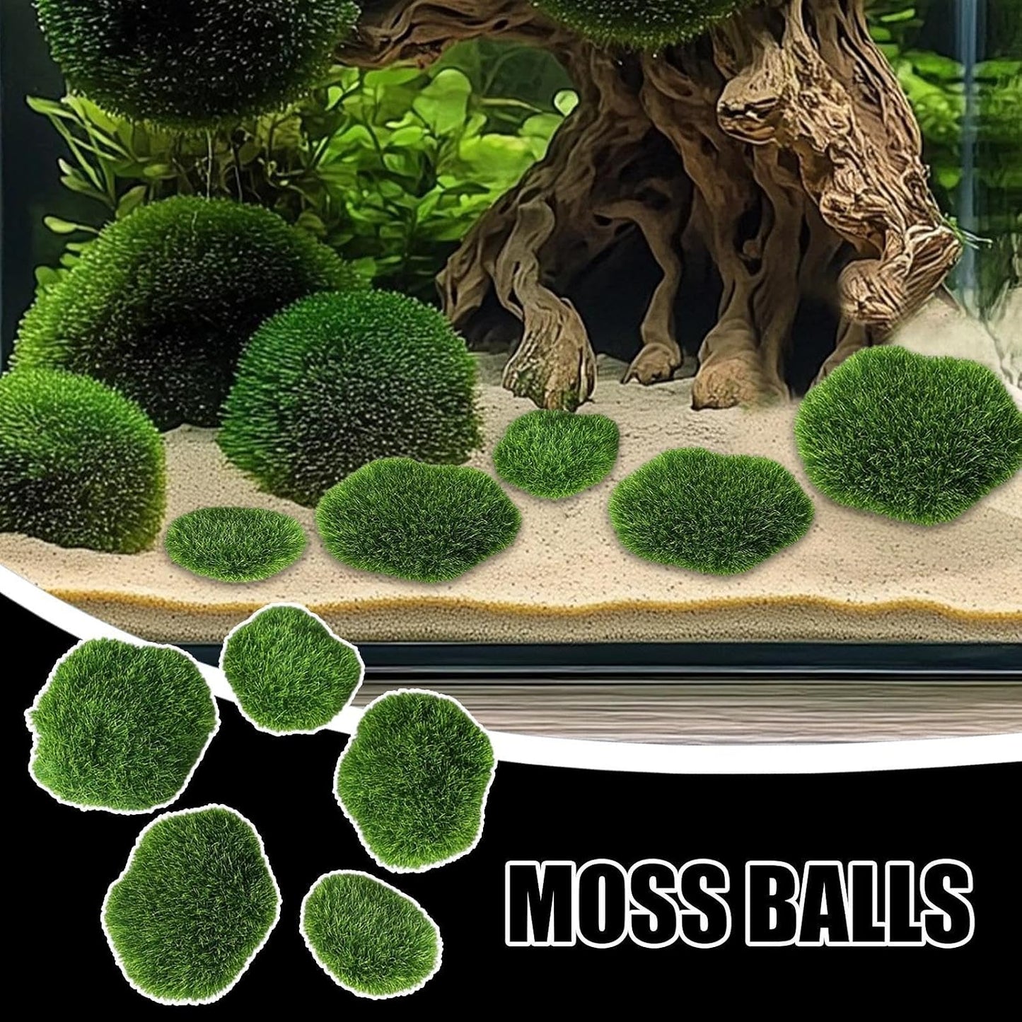 Moss Balls for Fish Tank Simulated Artificial Realistic Green Aquarium | Moss Balls Fish Tank Fish Tanks, Freshwater Saltwater Setups, Turtle Habitats, Planted TankScapes, Terrariums Desk