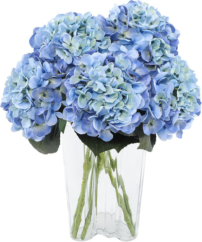 3pcs Lush Real Touch Hydrangea Artificial Flowers,Blue | 6.5" Flower Head, 24.8" Faux Bloom Flowers Stems for Home DIY Wedding Bouquet Arrangements Centerpieces Party Decor