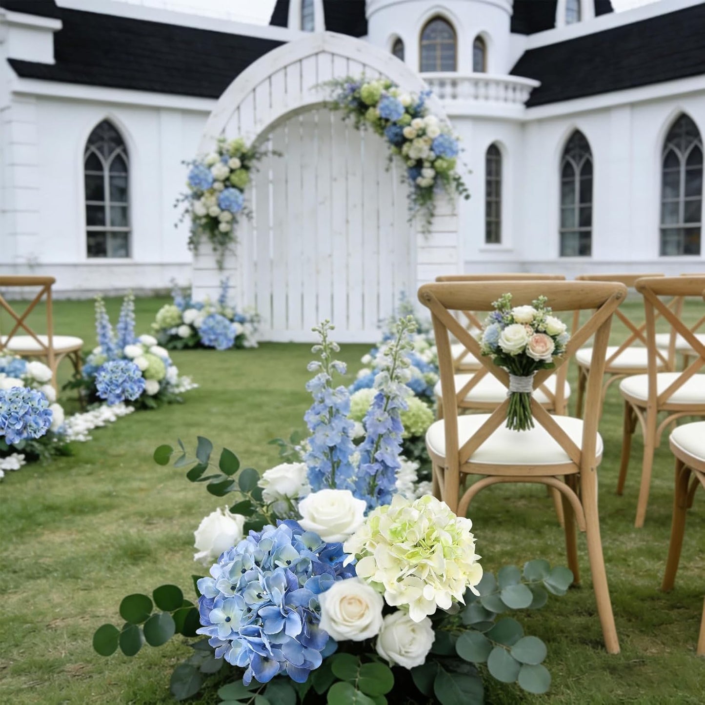 3pcs Lush Real Touch Hydrangea Artificial Flowers,Blue | 6.5" Flower Head, 24.8" Faux Bloom Flowers Stems for Home DIY Wedding Bouquet Arrangements Centerpieces Party Decor