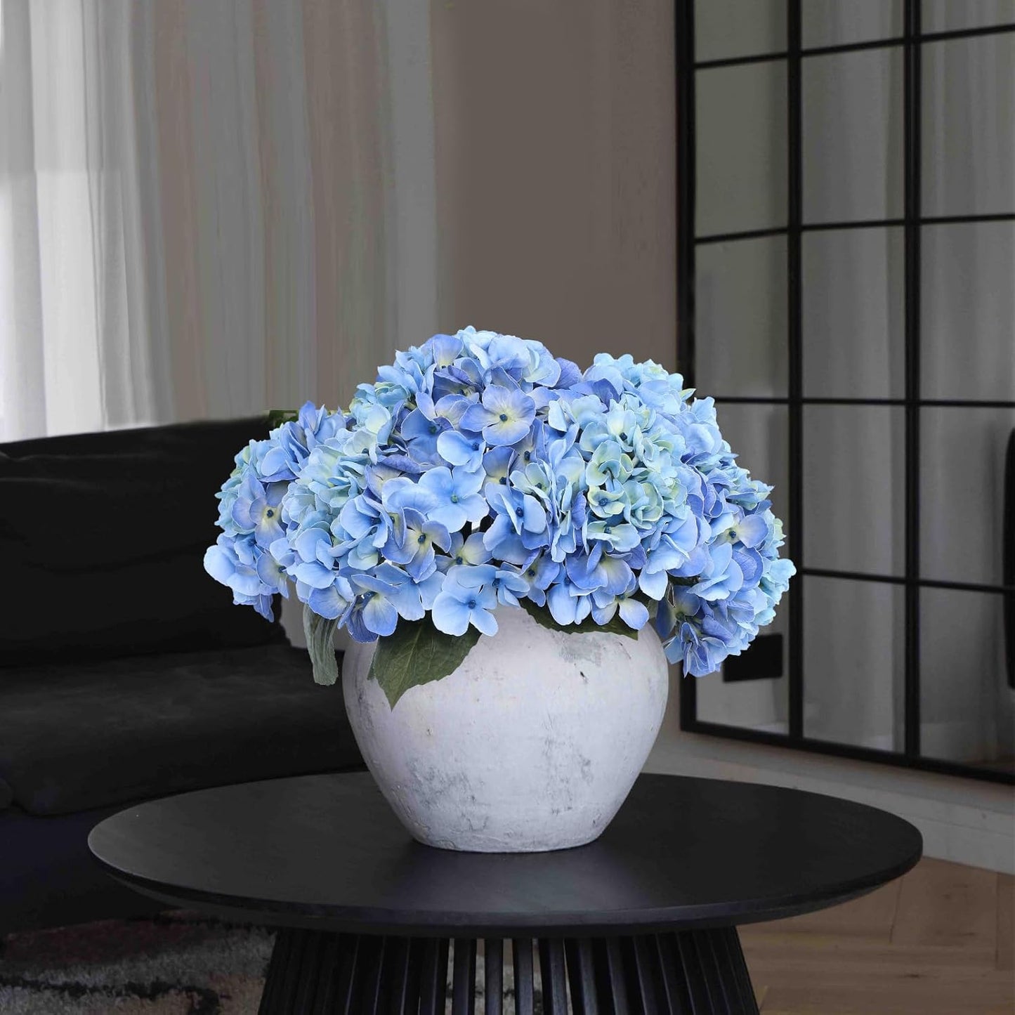 3pcs Lush Real Touch Hydrangea Artificial Flowers,Blue | 6.5" Flower Head, 24.8" Faux Bloom Flowers Stems for Home DIY Wedding Bouquet Arrangements Centerpieces Party Decor
